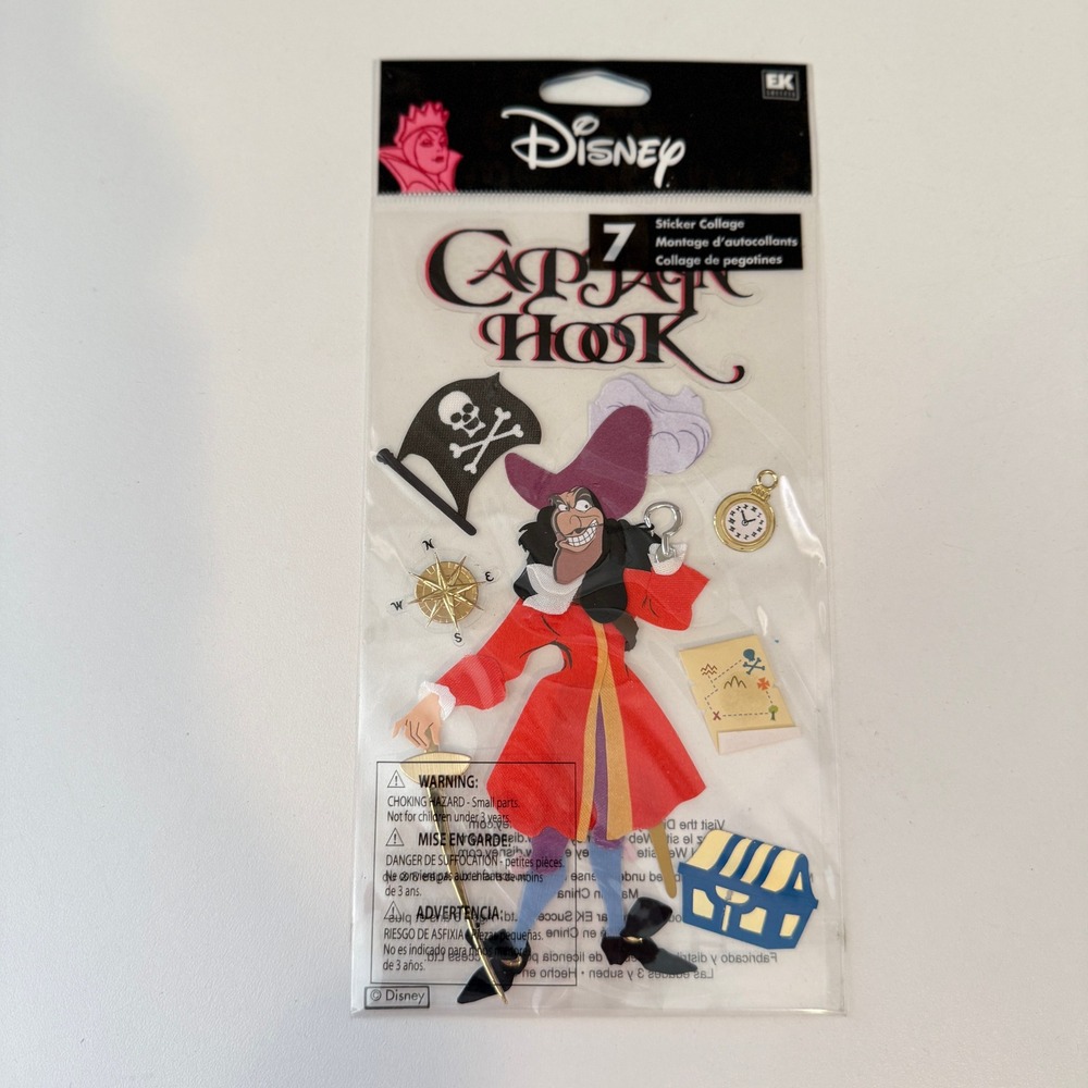 Disney Captain Hook Peter Pan Sticker Collage EK Success 7pc Dimensional New